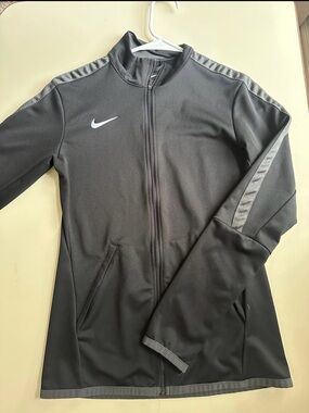 Nike Black Track Jacket with Gray Stripe Accents